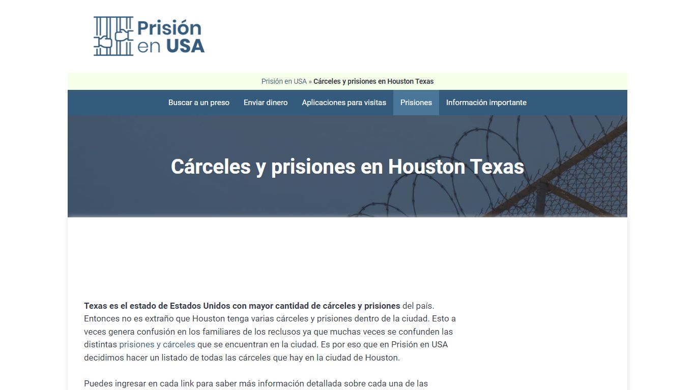 🥇 Listado de cárceles y prisiones en Houston Texas - Prisión en USA