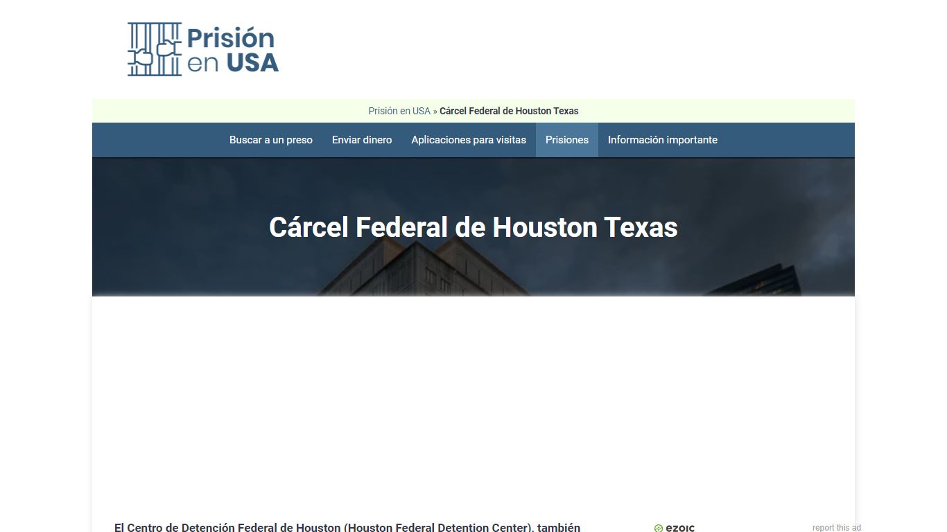 🥇 Cárcel Federal de Houston Texas - Prisión en USA