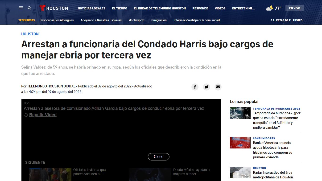 Arrestan a funcionaria del Condado Harris bajo cargos de manejar ebria ...